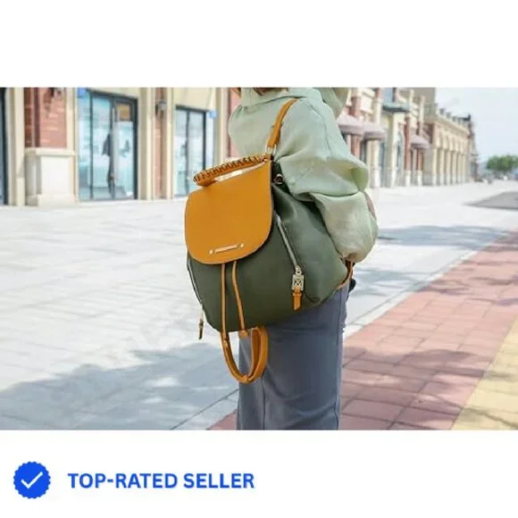 Vegan Leather Backpack Top Handle Bookbag Fashion Daypack Travel Bag Chic